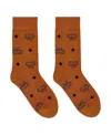 Mcm Monogram Knit Socks In Brown