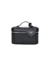 Mcm Monogram Leather Vanity Case In Black