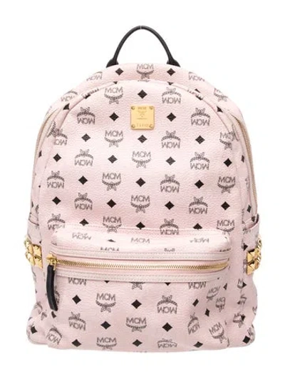 Pre-owned Mcm Monogram Medium Stark Side Studs Backpack In Visetos In Pink