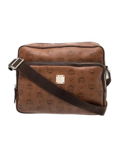 Pre-owned Mcm Monogram Messenger Bag In Brown