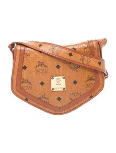 Pre-owned Mcm Monogram Messenger Bag In Brown