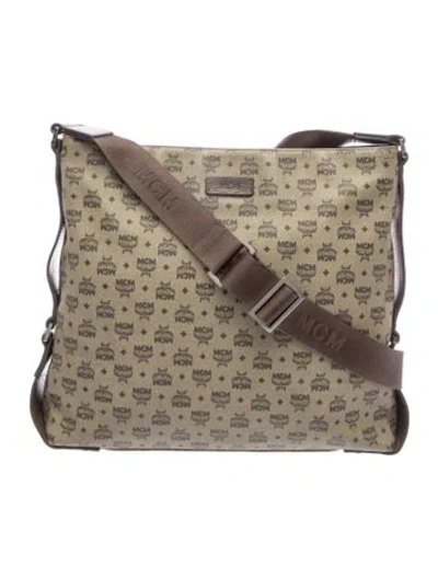 Pre-owned Mcm Monogram Messenger Bag In Neutral
