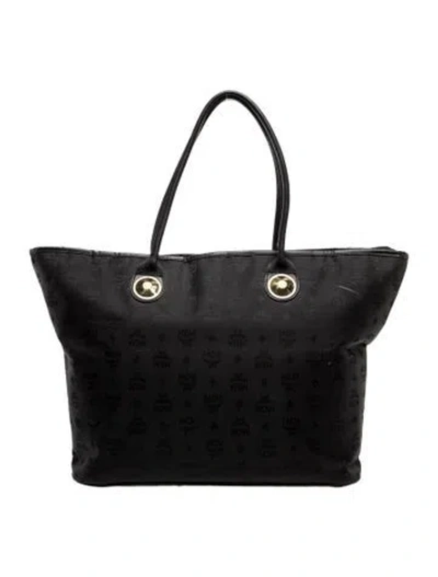 Pre-owned Mcm Monogram Monogram Tote Large In Black
