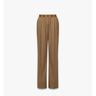 Mcm Monogram Pants In Wool Twill In Brown