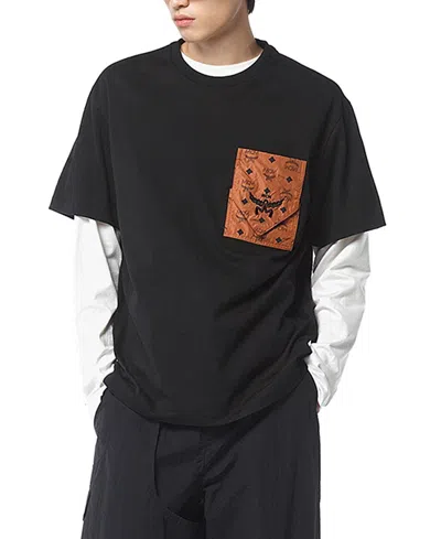 Mcm Monogram Patch Pocket T-shirt In Organic Cotton In Black