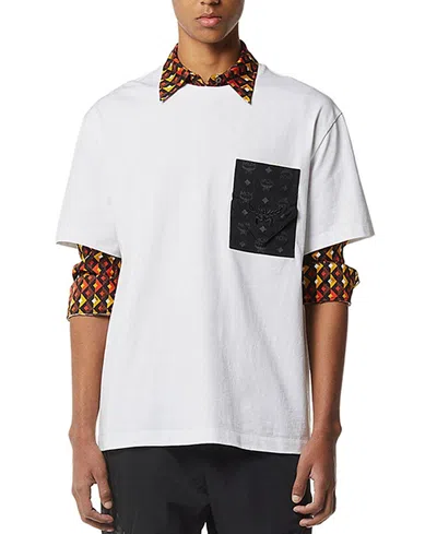 Mcm Monogram Patch Pocket T-shirt In Organic Cotton In White
