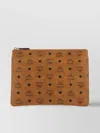 Mcm Monogram Pattern Canvas Pouch Rectangular Shape In Neutrals