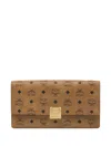 Mcm Monogram-pattern Clutch Bag In Brown