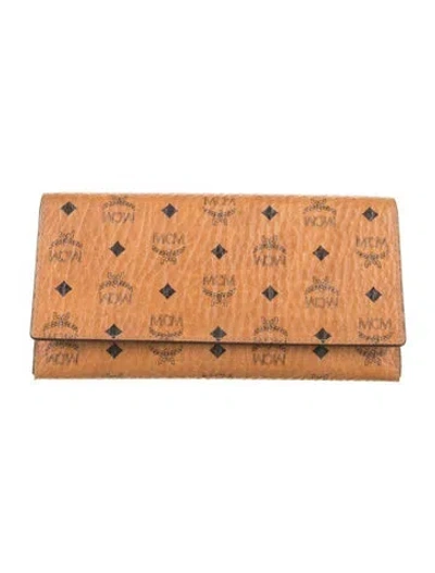 Pre-owned Mcm Monogram Pattern Continental Wallet In Brown