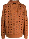 Mcm Monogram-pattern Cotton Hoodie In Brown