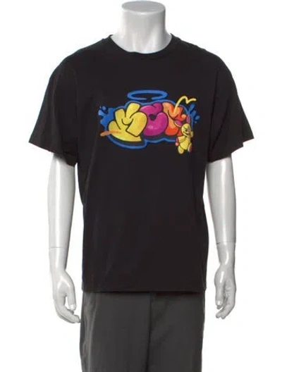 Pre-owned Mcm Monogram Pattern Crew Neck T-shirt In Black