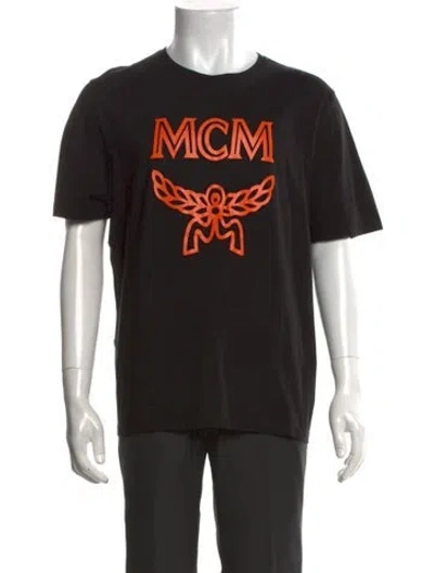 Pre-owned Mcm Monogram Pattern Crew Neck T-shirt In Black