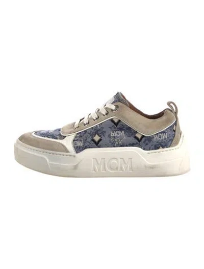 Pre-owned Mcm Monogram Pattern Denim Sneakers In Multi