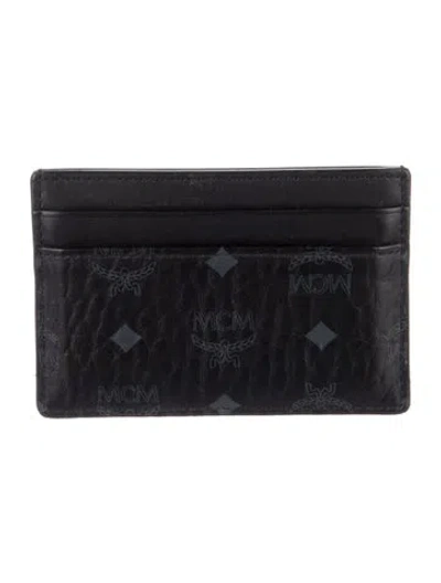 Pre-owned Mcm Monogram Pattern Leather Card Holder In Black