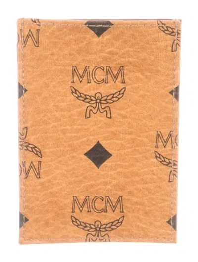 Pre-owned Mcm Monogram Pattern Leather Card Holder In Brown