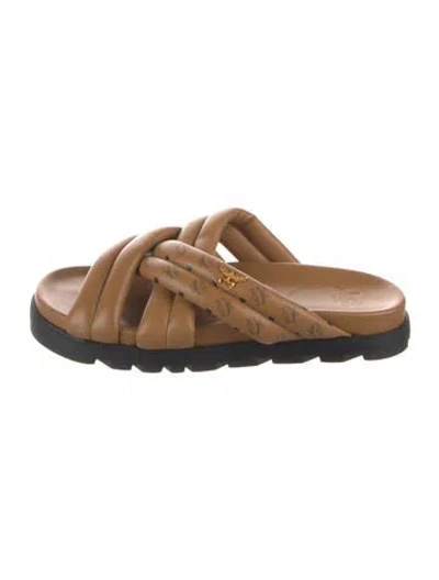 Pre-owned Mcm Monogram Pattern Leather Sandals In Brown