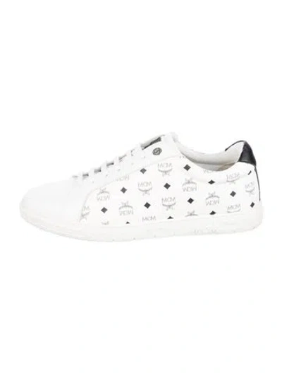 Pre-owned Mcm Monogram Pattern Leather Sneakers In White