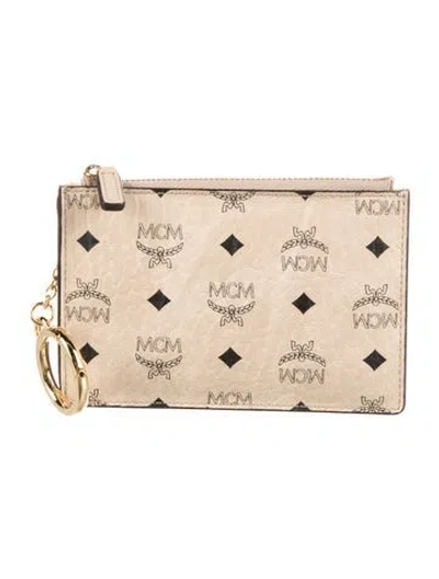 Pre-owned Mcm Monogram Pattern Leather Wallet In Neutral