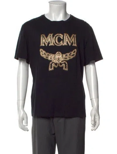 Pre-owned Mcm Monogram Pattern Short Sleeve Shirt In Black