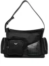 Mcm Nylon Shoulder Bag With Spacious Compartments In Black