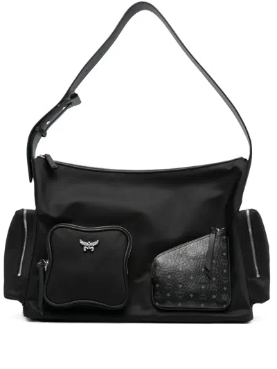 Mcm Monogram-pattern Shoulder Bag In Black