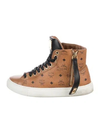 Pre-owned Mcm Monogram Pattern Sneakers In Brown