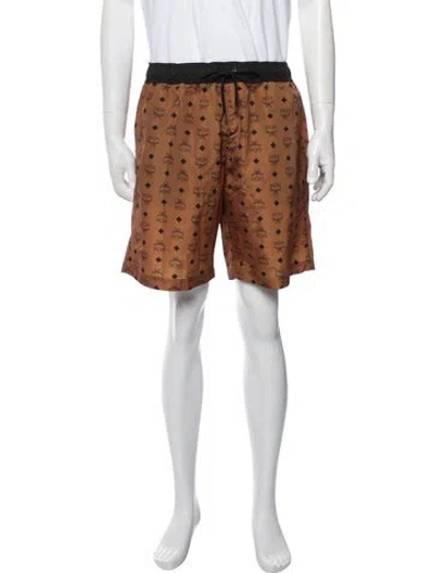 Pre-owned Mcm Monogram Pattern Swim Trunks In Brown