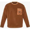 Mcm Monogram-pocket Fleece Sweatshirt In Cognac