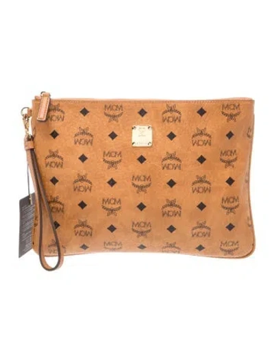 Pre-owned Mcm Monogram Portfolio In Neutral