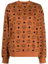 Mcm Monogram-print Cotton Sweatshirt In Brown