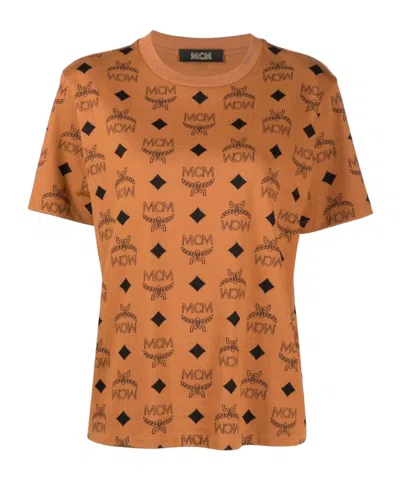 Mcm Maxi Monogram-print T-shirt In Brown