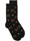 Mcm Monogram Knit Socks In Black