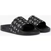 Mcm Monogram Print Rubber Slides In Black