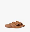 Mcm Monogram Print Rubber Slides In Brown