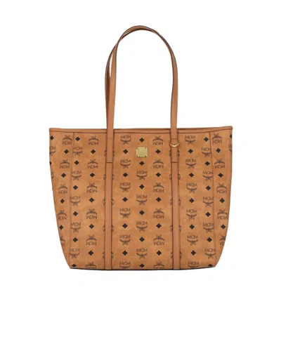 Mcm Monogram Print Shopper Bag In Brown