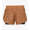 Mcm Monogram Print Shorts In Econyl In Brown