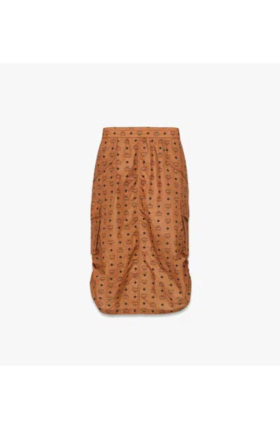 Mcm Monogram Print Skirt In Cognac