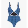 Mcm Monogram Print Swimsuit In Blue