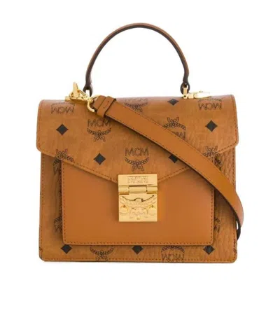 Mcm Monogram Print Tote In Brown