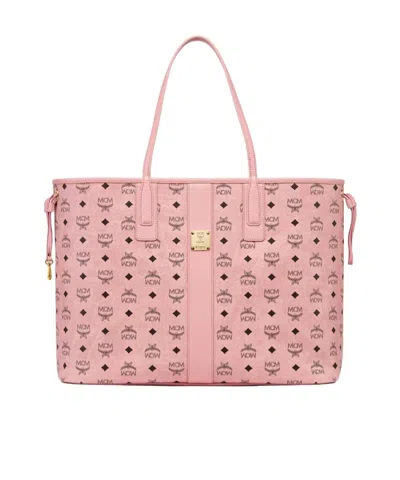 Mcm Monogram Printed Top Handle Bag In Pink
