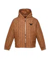 Mcm Monogram-printed Zipped Hooded Jacket In Brown