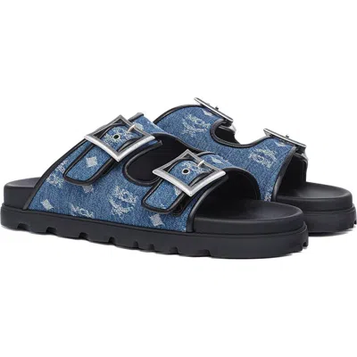Mcm Monogram Sandals In Blue