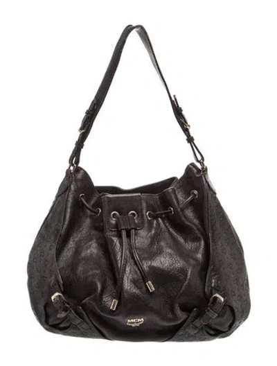 Pre-owned Mcm Monogram Shoulder Bag In Black
