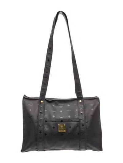 Pre-owned Mcm Monogram Shoulder Bag In Black