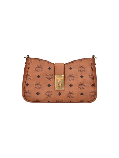 Mcm Monogram Shoulder Bag In Brown