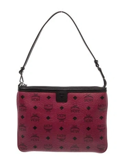 Pre-owned Mcm Monogram Shoulder Bag In Burgundy