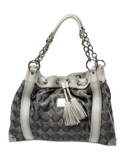 Pre-owned Mcm Monogram Shoulder Bag In Grey