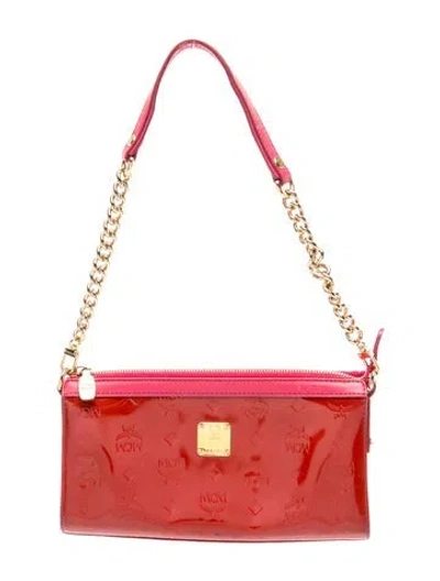 Pre-owned Mcm Monogram Shoulder Bag In Red