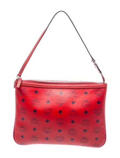 Pre-owned Mcm Monogram Shoulder Bag In Red