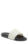 Mcm Monogram Slide Sandal In Black/ivory